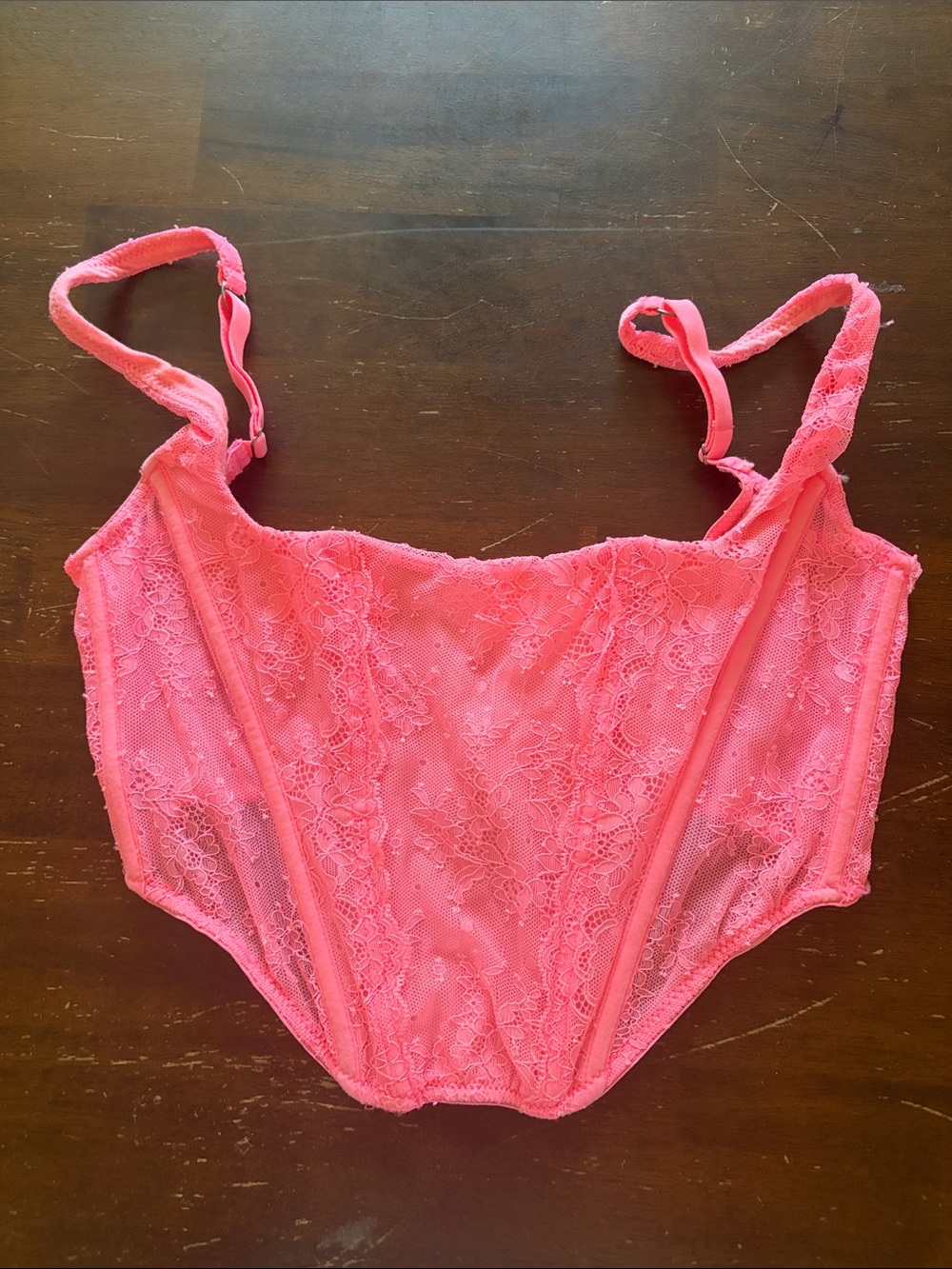 Urban Outfitters Coral Lace Bustier Camisole